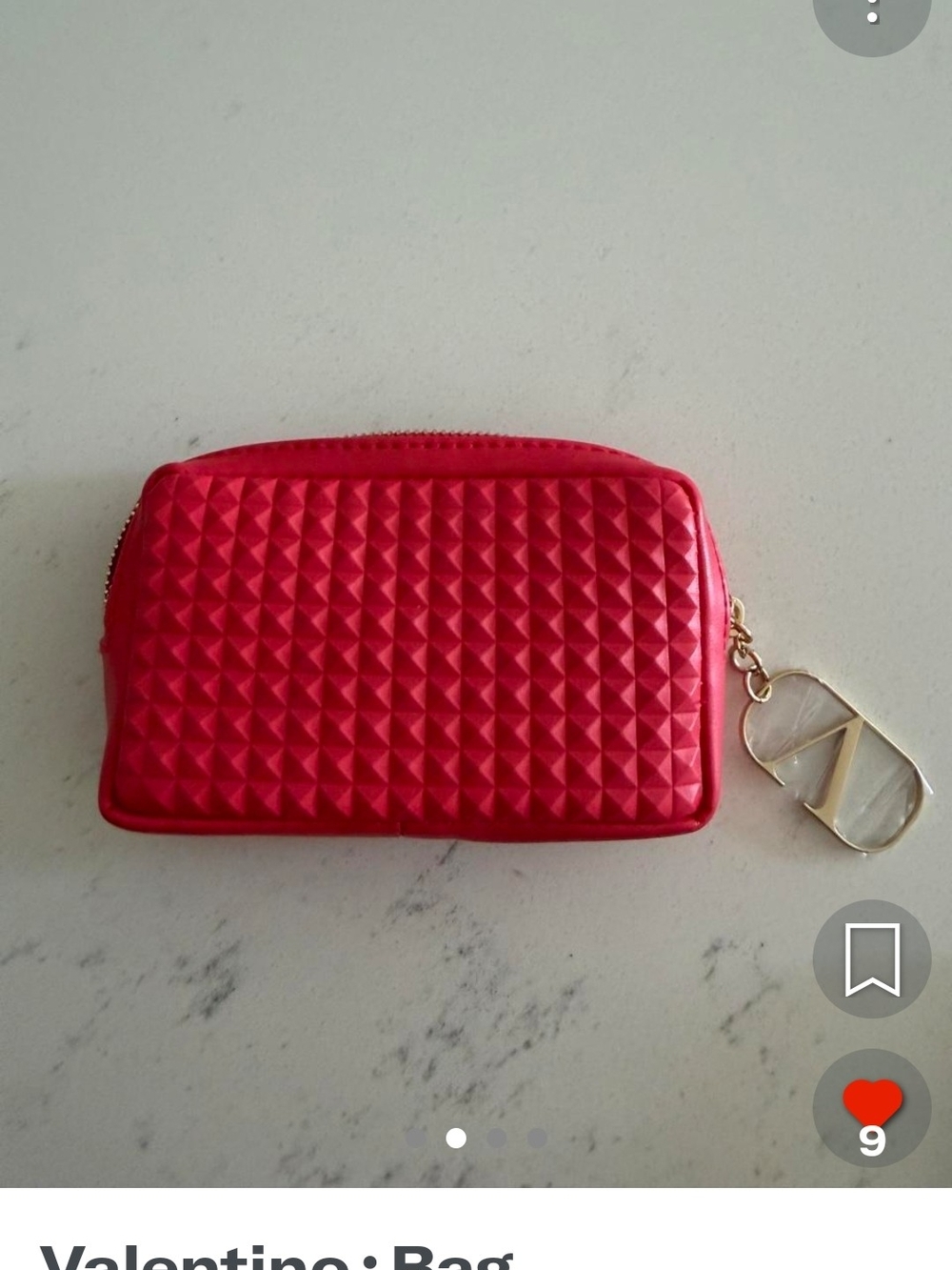 Valentino Bright Red Zip Wristlet with Gold Hardware Nwt - Picture 6 of 7